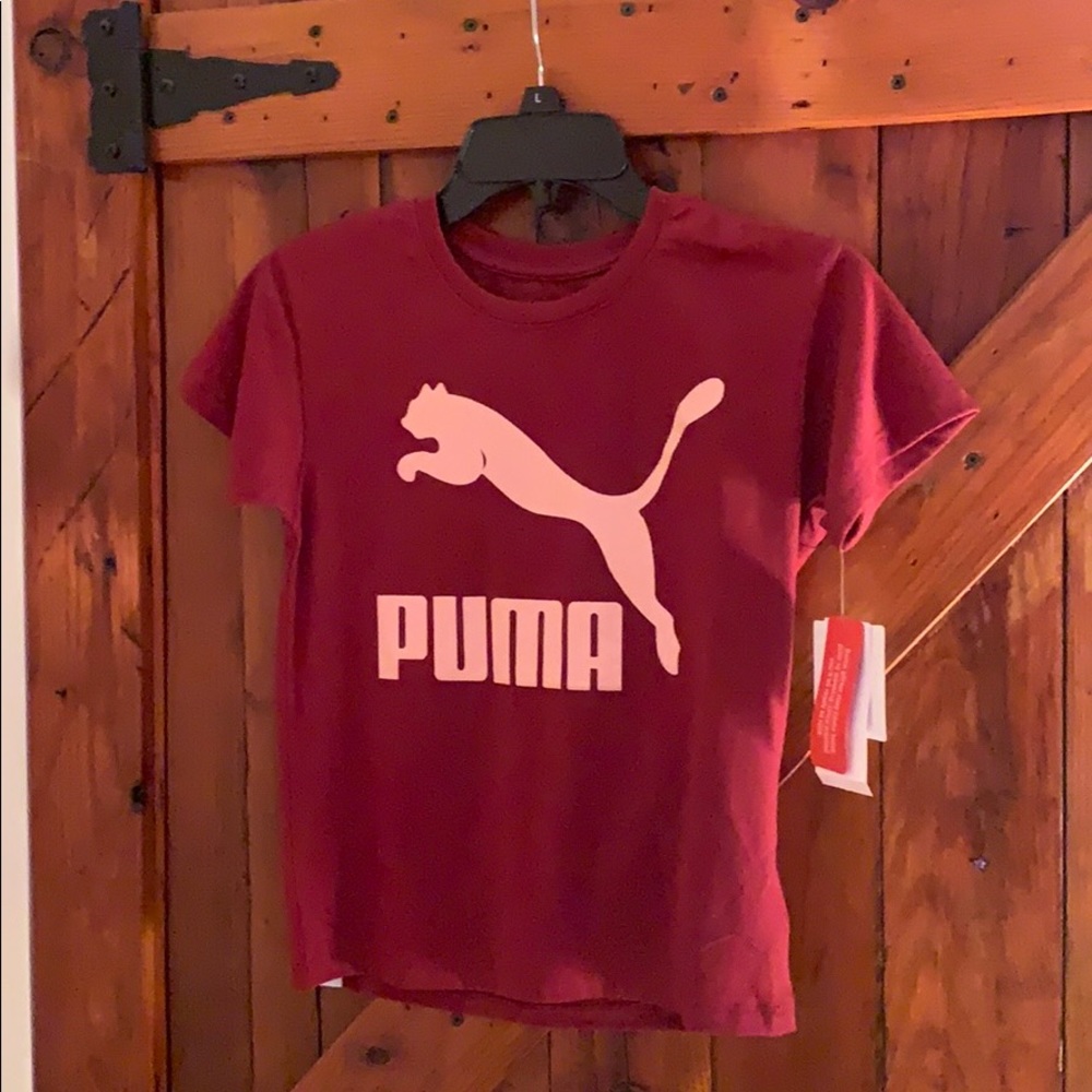 Girls Burgundy & Pink PUMA Shirt. Small
